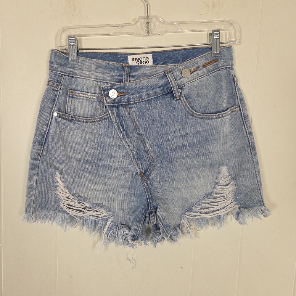 Insane Gene Light Wash Hi Rise Crossover Shorts Size Small - Picture 2 of 16